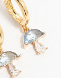 Gold Plated Blue Cubic Zirconia Mushroom Huggie Earrings - link has visual effect only