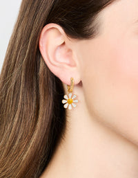 Gold Plated Daisy Huggie Earrings - link has visual effect only