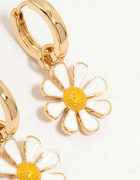 Gold Plated Daisy Huggie Earrings - link has visual effect only