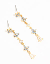 Gold Plated Blue Cubic Zirconia Floral Drop Earrings - link has visual effect only