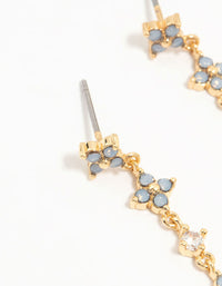Gold Plated Blue Cubic Zirconia Floral Drop Earrings - link has visual effect only