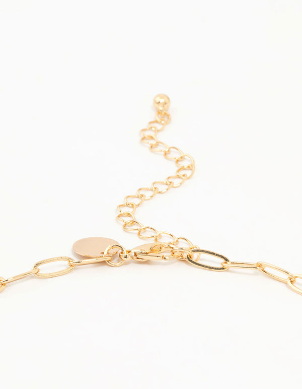 Gold Plated Pin Chain Necklace