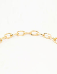 Gold Plated Link Heart Clasp Necklace - link has visual effect only