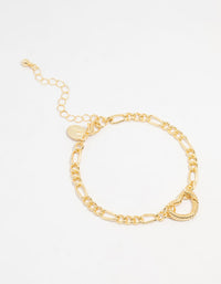 Gold Plated Heart Link Bracelet - link has visual effect only