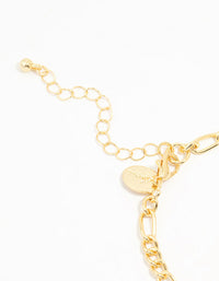 Gold Plated Heart Link Bracelet - link has visual effect only