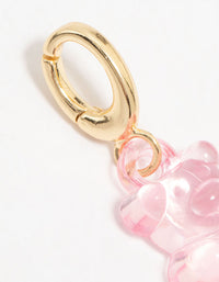 Gold Plated Pink Acrylic Gummy Bear Charm - link has visual effect only