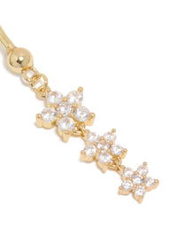 Gold Plated Surgical Steel Cubic Zirconia Multi Butterfly Belly Bar - link has visual effect only