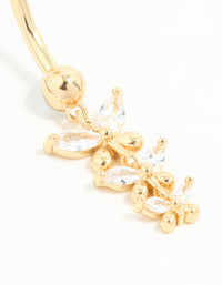 Gold Plated Titanium Cubic Zirconia Butterfly Trio Belly Bar - link has visual effect only