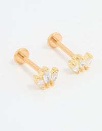 Gold Plated Titanium Cubic Zirconia Cluster Flat Back Studs - link has visual effect only