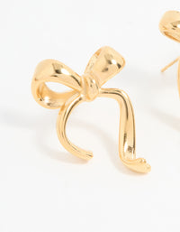 Waterproof Gold Plated Stainless Steel Bow Stud Earrings - link has visual effect only