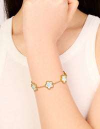 Waterproof Gold Plated Stainless Steel Flower Petal Charm Bracelet - link has visual effect only