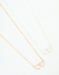 Mixed Metals Double Heart Necklaces 2-Pack - link has visual effect only