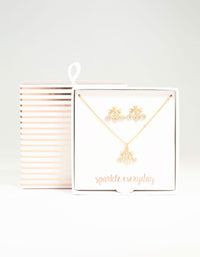 Gold Diamante Bee Necklace & Stud Earrings Set - link has visual effect only