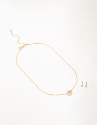Mixed Metals Ring Necklace & Stud Earrings Set - link has visual effect only