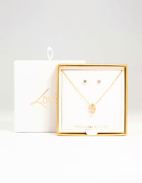 Mixed Metals Ring Necklace & Stud Earrings Set - link has visual effect only