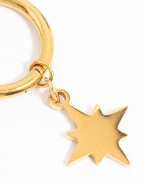 Waterproof Gold Plated Stainless Steel Star Hoop Earrings - link has visual effect only