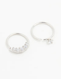 Surgical Steel Cubic Zirconia Nose Rings 2-Pack - link has visual effect only