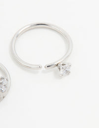 Surgical Steel Cubic Zirconia Nose Rings 2-Pack - link has visual effect only
