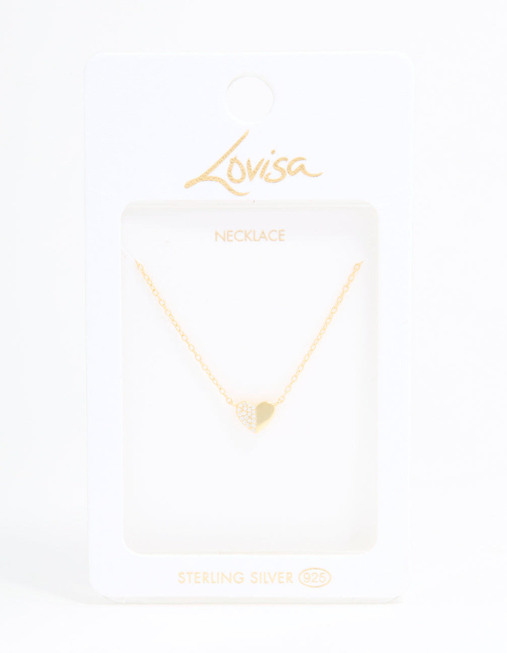 Gold Plated Sterling Silver Cubic Zirconia Mini Heart Necklace
