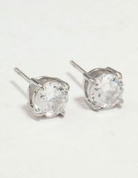 Surgical Steel Round Cubic Zirconia Claw Set Earrings - link has visual effect only