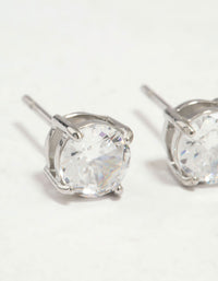 Surgical Steel Round Cubic Zirconia Claw Set Earrings - link has visual effect only