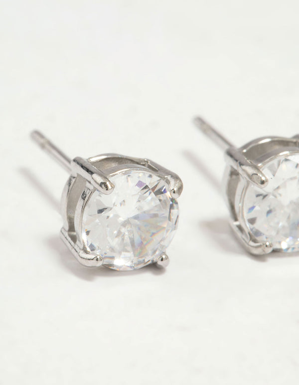 Surgical Steel Round Cubic Zirconia Claw Set Earrings