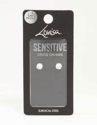 Surgical Steel Round Cubic Zirconia Claw Set Earrings - link has visual effect only