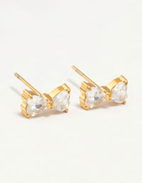 Gold Plated Surgical Steel Cubic Zirconia Heart Bow Stud Earrings - link has visual effect only