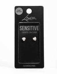 Gold Plated Surgical Steel Cubic Zirconia Heart Claw Stud Earrings - link has visual effect only