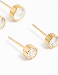 Gold Plated Surgical Steel Cubic Zirconia Bezel Stud Earrings - link has visual effect only