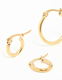 Gold Plated Surgical Steel Clasp Hoop Earrings 2-Pack - link has visual effect only