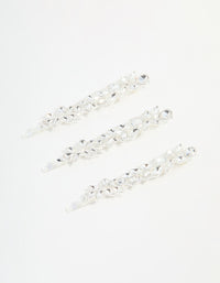 Silver Diamante Leafy Hair Slides 3-Pack - link has visual effect only