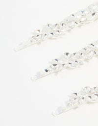 Silver Diamante Leafy Hair Slides 3-Pack - link has visual effect only