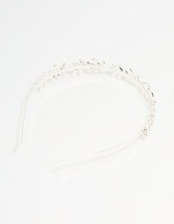 Silver Winding Leaves Headband