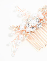 Rose Gold Diamante & Pearl Leaf Hair Comb - link has visual effect only