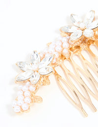 Rose Gold Diamante & Pearl Flower Comb - link has visual effect only