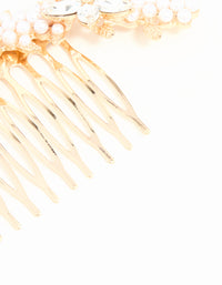 Rose Gold Diamante & Pearl Flower Comb - link has visual effect only