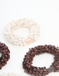 Brown & Cream Fabric Hair Ties 4-Pack - link has visual effect only