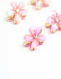 Gold Pink Diamante Mini Flower Claw Clips 6-Pack - link has visual effect only