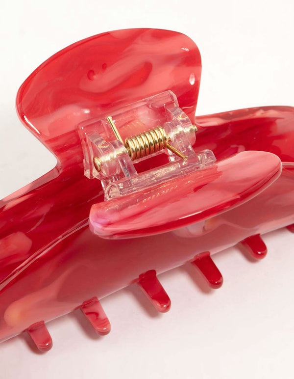 Red Acrylic Curved Basic Claw Clip