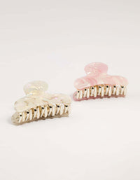 Pink & Cream Acrylic Curved Claw Clip 2-Pack - link has visual effect only
