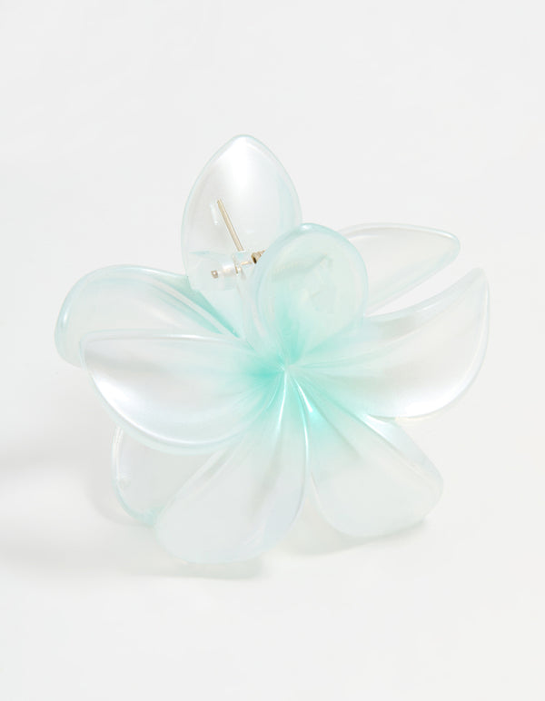 Blue Ombre Pearlised Frangipani Flower Claw Clip