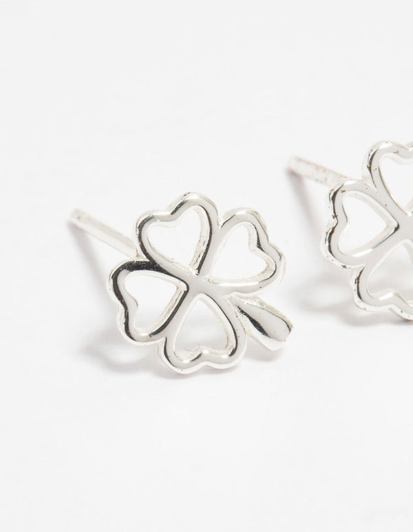 Sterling Silver Lucky Clover Stud Earrings