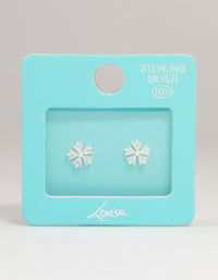 Sterling Silver Cubic Zirconia Petal Stud Earrings - link has visual effect only