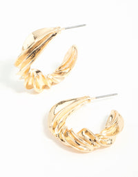 Gold Thick Twisted Hoop Earrings - link has visual effect only