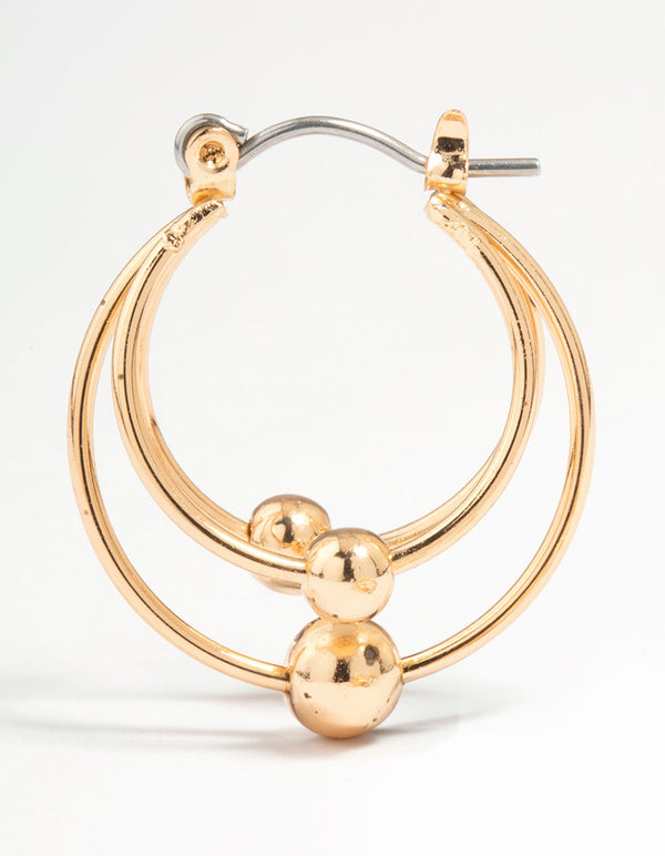 Gold Ball Hoop Earrings