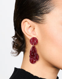 Red Acrylic Hammered Petal Drop Earrings - link has visual effect only