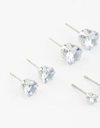 Silver Diamante Mixed Size Stud Earrings 3-Pack - link has visual effect only