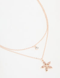 Rose Gold Diamante Flower Layered Necklace - link has visual effect only