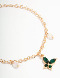 Gold Diamante Butterfly Bracelets 2- Pack - link has visual effect only